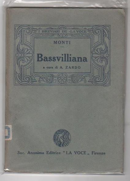 Bassvilliana Cantica in morte di Ugo Bassville. V. Monti - copertina