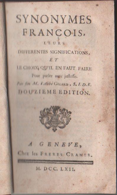 Synonymes François, leur differentes significations Gabriel Girard - Gabriel Girard - copertina
