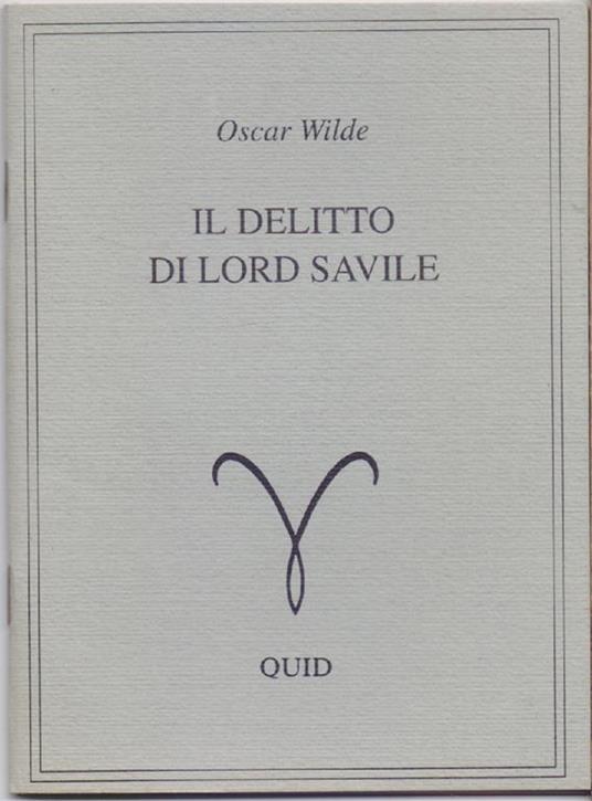 Il delitto di Lord Savile - Oscar Wilde - copertina