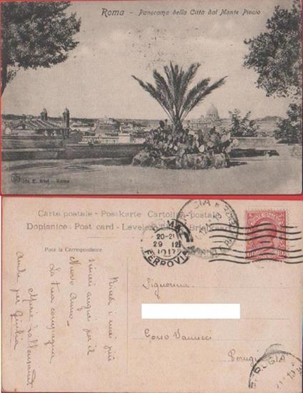Roma. Panorama della citta dal Monte Pincio. Viaggiata 1912 - copertina