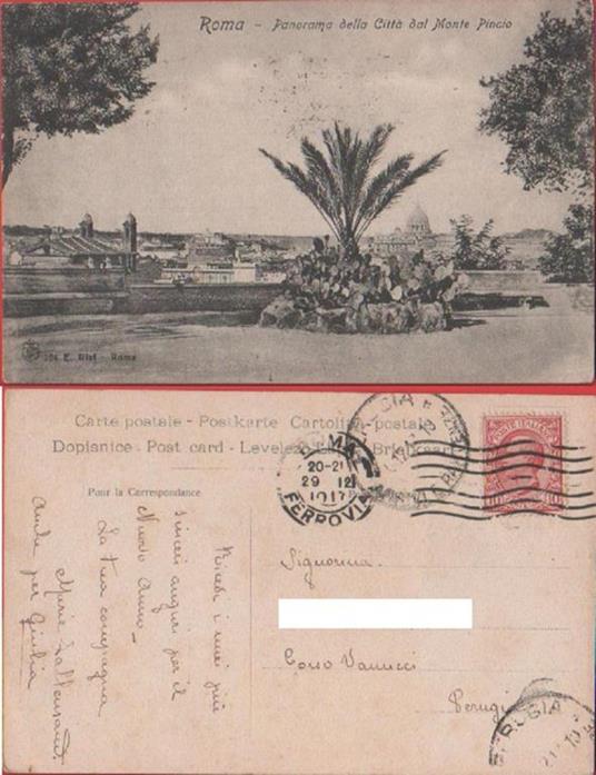 Roma. Panorama della citta dal Monte Pincio. Viaggiata 1912 - copertina