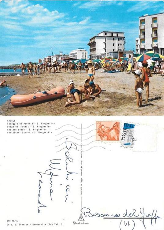 Caorle. Spiaggia di Ponente. S. Margherita. Viaggiata 1967 - copertina