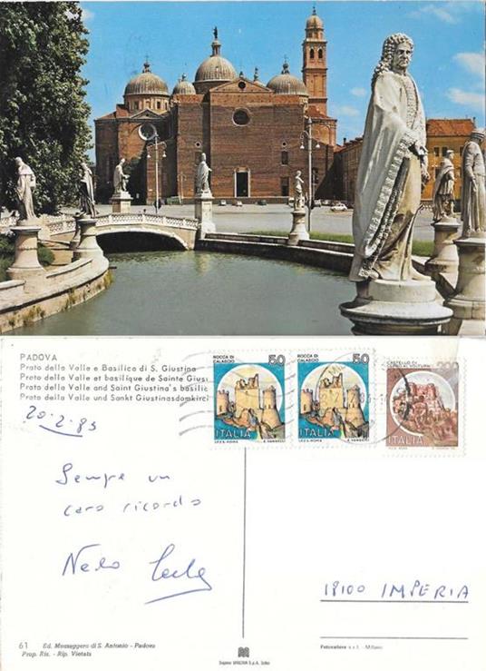 Padova. Prato della Valle a Basilica di S. Giustino. Viaggiata 1983 - copertina