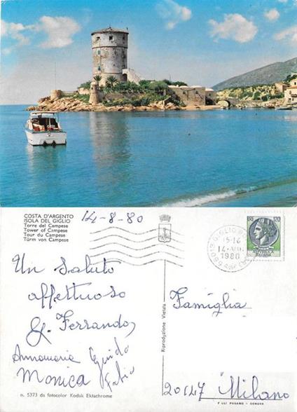 Costa d'Argento. Isola del Giglio. Torre del Campese. Viaggiata 1980 - copertina