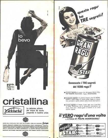 Cristallina Ferrero/Gran ragù Star. Pubblicità 1963. Fronte/retro - copertina