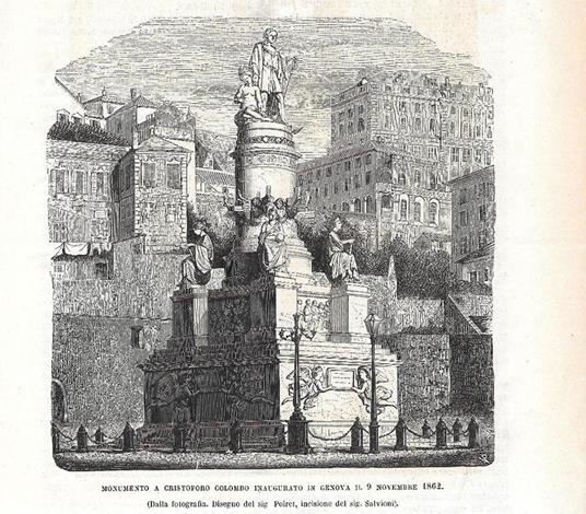 Monumento a C. Colombo inaugurato a Genova il 9/11/1862. Stampa 1873 - copertina
