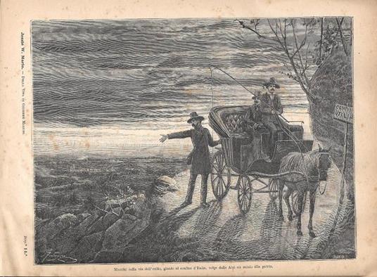 Mazzini sulla via dell'esilio, giunto al confine d'italia... Stampa 1891 - copertina