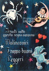 Cancro. Cartolina segno zodiacale sfondo blu. Edizioni Cecami. Non viaggiata - copertina