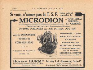 Microdio. Horace Hurm, Paris. Pubblicita 1926 - copertina