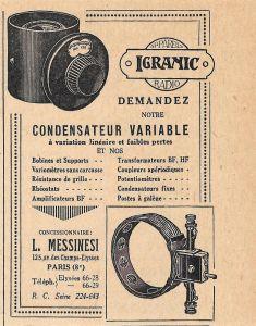 Igranic. Condensateur variable. Pubblicita 1926 - copertina
