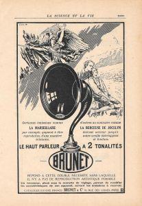 Haut parleur Brunet / Pompes Intégrales & Hadoll . Pubblicita 1926, fronte retro - copertina