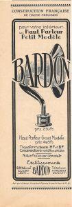 Haut parleur petit modele Bardon. Pubblicita 1926 - copertina