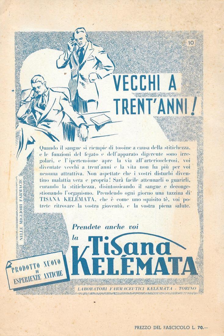 Chianti Ruffino / Tisana Kelémata. Advertising 1947, fronte retro