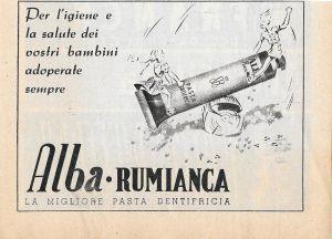Dentifricio Alba Rumianca. Advertising 1947 - copertina