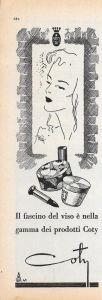 Coty. Il fascino del viso è nella gamma dei prodotti Coty. Advertising 1947 - copertina