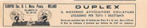 Duplex il moderno avvolgitore collafilms. Sampre, Milano. Advertising 1947 - copertina