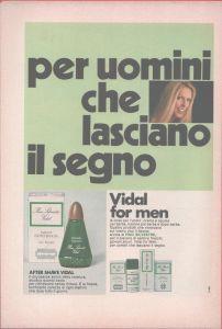 After shave Vidal. Advertising 1968 - copertina
