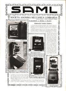 Saml Società Anonima Meccanica Lombarda. Advertising 1919 - copertina