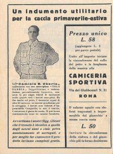 Camicia S. Uberto per la caccia primaverile-estiva. Advertising 1937 - copertina