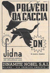 Polveri da caccia Sidna DN. Advertising 1937 - copertina