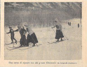 Una corsa di signore con gli ski presso Chamonix. Stampa 1912 - copertina