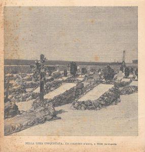 Nella Libia conquistata: un cimitero d'eroi, a Homs. Stampa 1912 - copertina