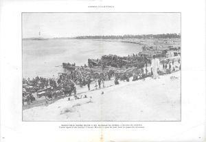 Sbarco a Marsa Bu-Sceifa / Gli italiani scacciati da Costantinopoli. Stampa 1912 - copertina