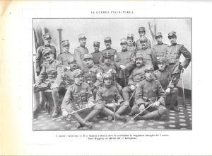 Il 7° fanteria a Derna / La prima locomotiva a Tripoli. Stampa 1912 - copertina
