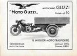 Motocarro Guzzi. Il miglior mototrasporto. Advertising 1940