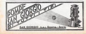 San Giorgio Genova. Pompe di tutti i tipi. Advertising 1936 - copertina