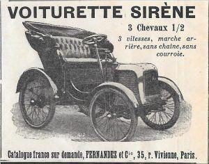 Voiturette Sirène. Advertising 1900 - copertina