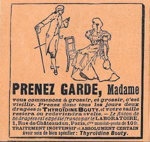 Prenez Garde Madame, Thyroidine Bouty. Advertising 1900 - copertina