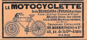 La motocyclette seule bicyclette a petrole. MM. Werner Freres & C. Advertising 1900 - copertina