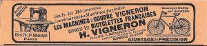 Le machines a coudre H. Vigneron. Advertising 1900 - copertina