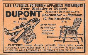 Dupont. Lits, fauteuils, voitures et appareils mecaniques pour malades Advertising 1900 - copertina