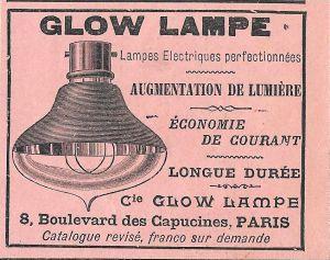 Glow Lampe. Lampes electriques perfectionnees. Advertising 1900 - copertina