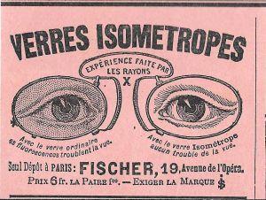 Verres isometropes. Fischer Paris. Advertising 1900 - copertina