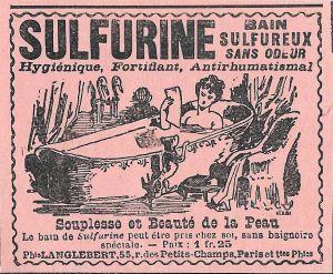 Sulfurine, bain sulfureux sans odeur. Langlebert Paris. Advertising 1900 - copertina