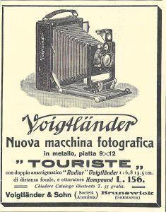 Voigtlander nuova macchina fotografica piatta 9x12. Advertising 1914 - copertina