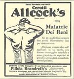 Cerotti Allcock's per le malattie dei renii. Advertising 1914