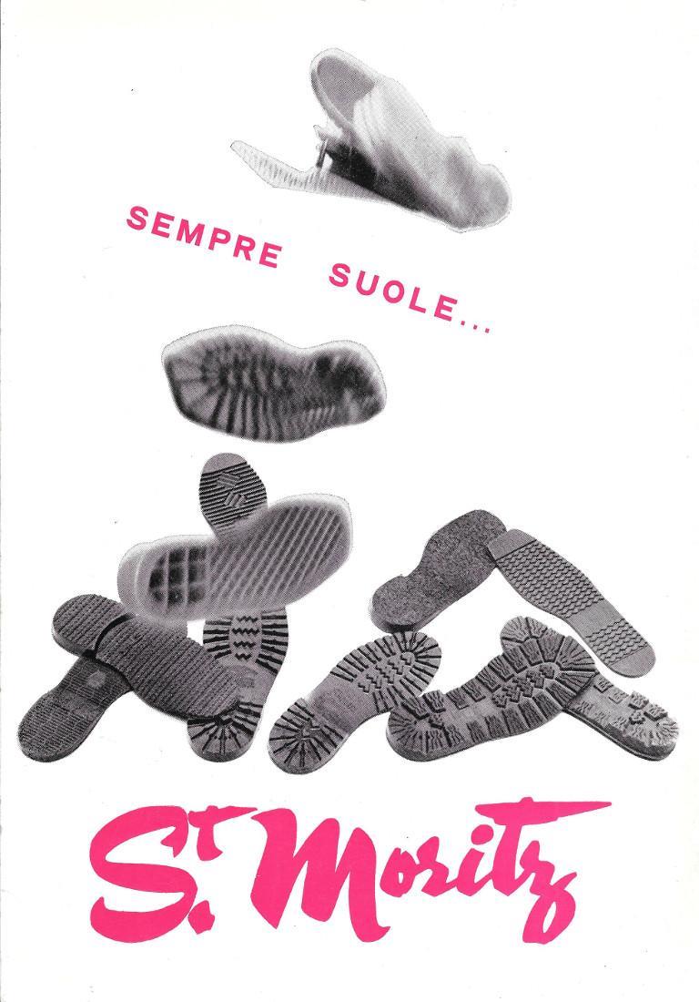 Maglieria Ragno. Caldi e leggeri anche sulla neve/Suole St. Moritz. Advertising 1969, fronte retro