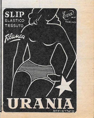 Urania. Slip tessuto elastico Filanca. Advertising 1956 - copertina