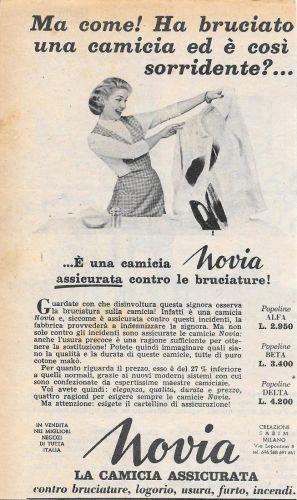 Novia la camicia assicurata. Advertising 1956 - copertina
