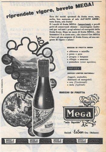 Riprendete vigore bevete Mega succhi di frutta. Advertising 1956 - copertina