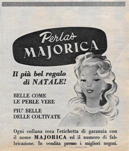 Perlas Majorica. Belle come le perle vere. Advertising 1956 - copertina