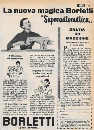 Borletti Superautomatica. Advertising 1956 - copertina