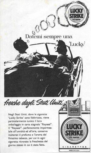 Lucky Strike. Datemi sempre un Lucky. Advertising 1956 - copertina