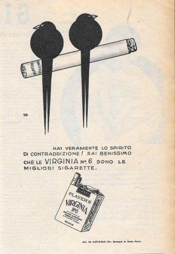 Virginia Player's n. 6. 10. Hai veramente lo spirito di contraddizione! sai benissimo che le Virginia n.6 sono le migliori sigarette. Advertising 1956 - copertina