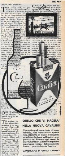 Sigarette Cavalier. Advertising 1956 - copertina