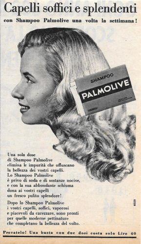 Shampoo Palmolive. Capelli soffici e splendenti. Advertising 1956 - copertina